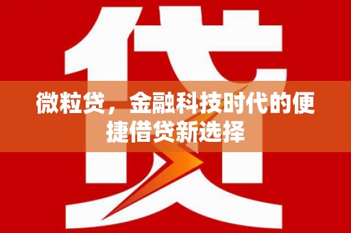 牙克石微粒贷，金融科技时代的便捷借贷新选择